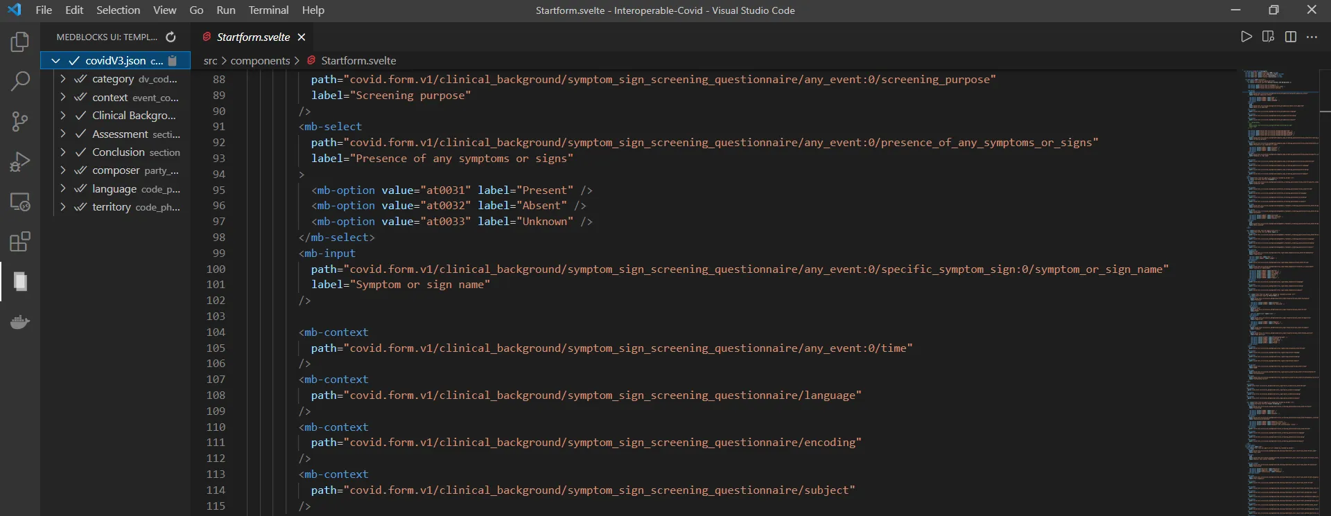 Form code generated based on the template