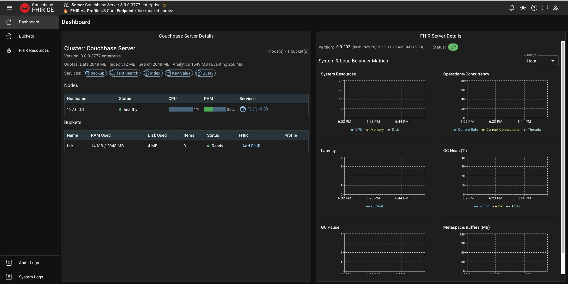 Couchbase FHIR CE Admin Page