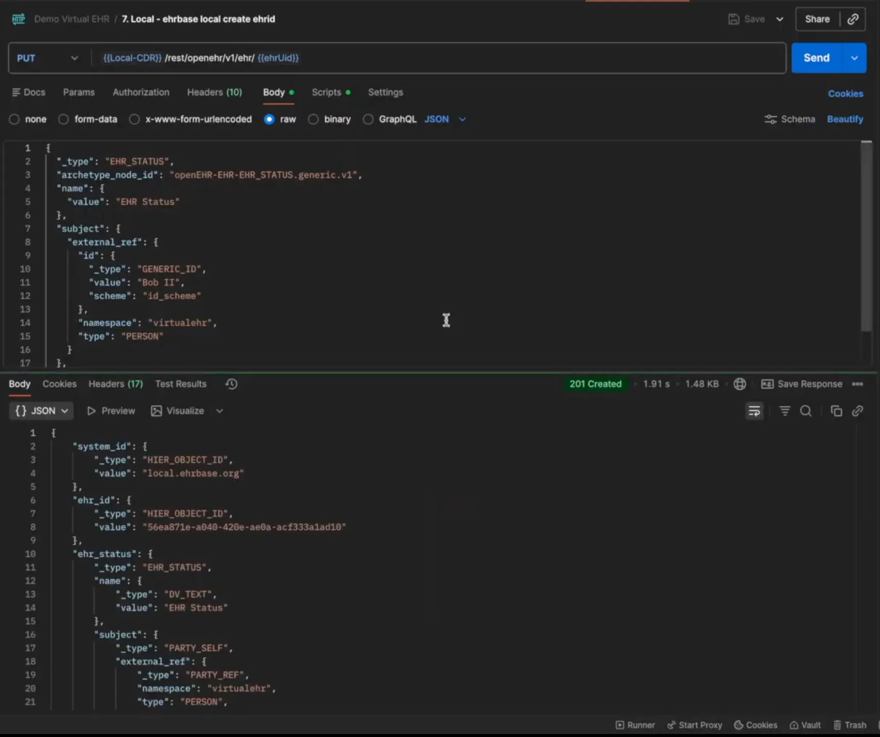 Create EHR ID on the Local CDR