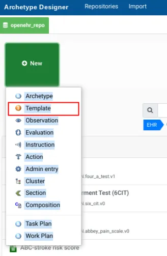 New template creation