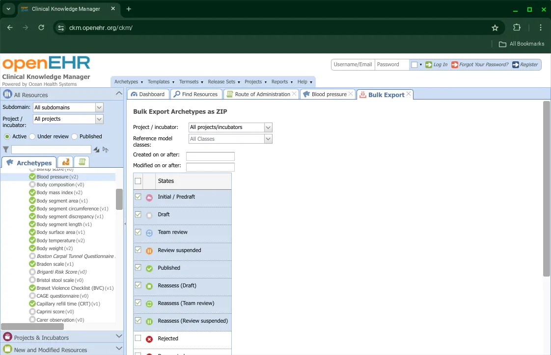 Options for Bulk Download of Archetypes