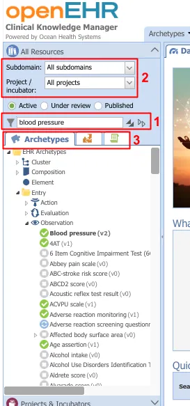 Search options in the All Resources panel
