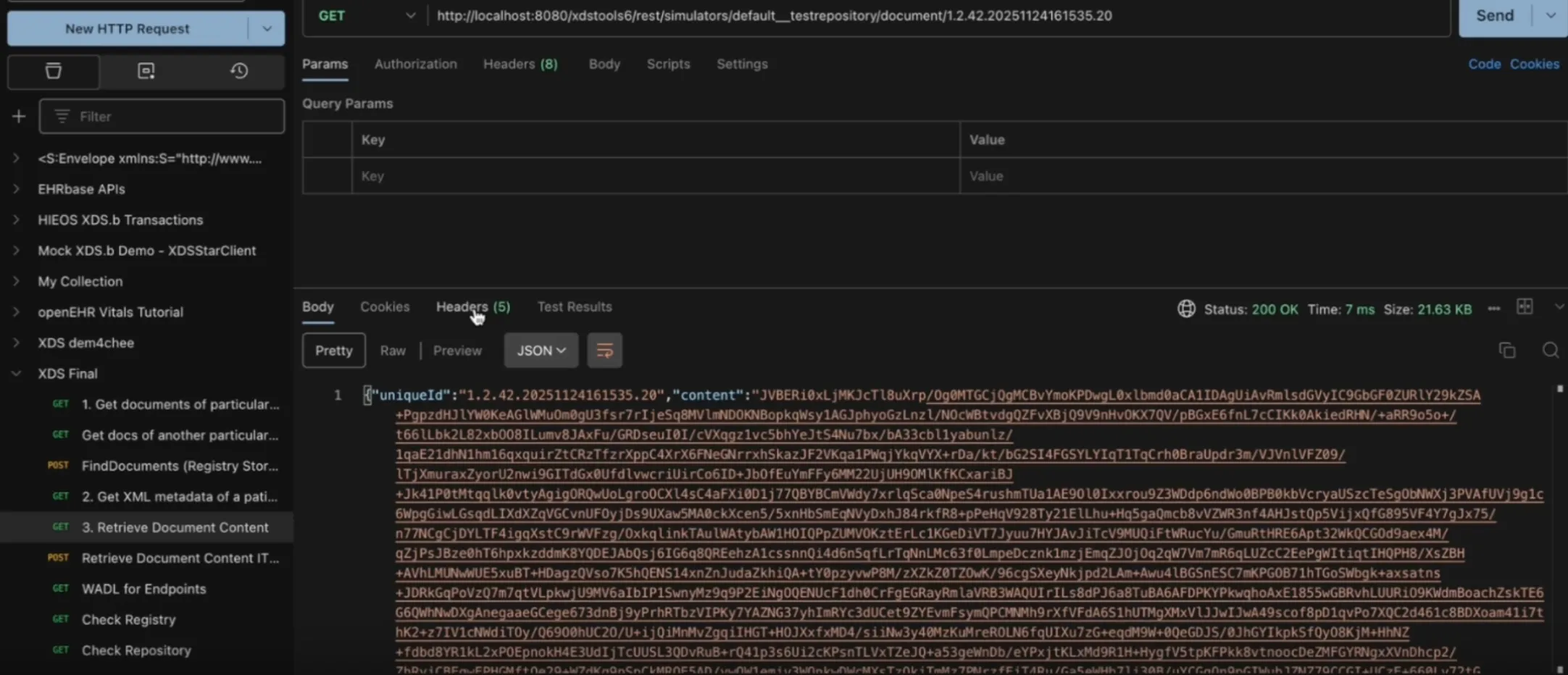 Retrieving document from the XDS repository