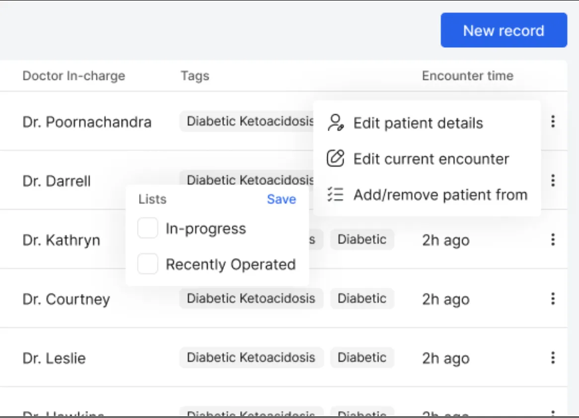 Adding patients to lists