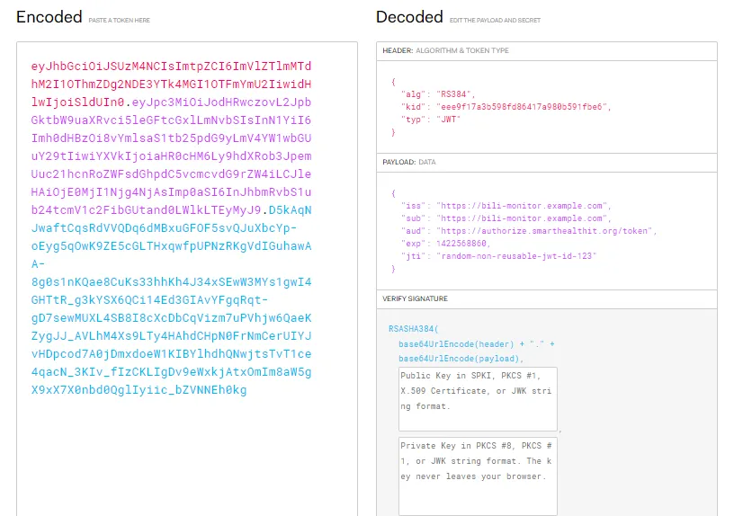 Signed JWT on JWT.io