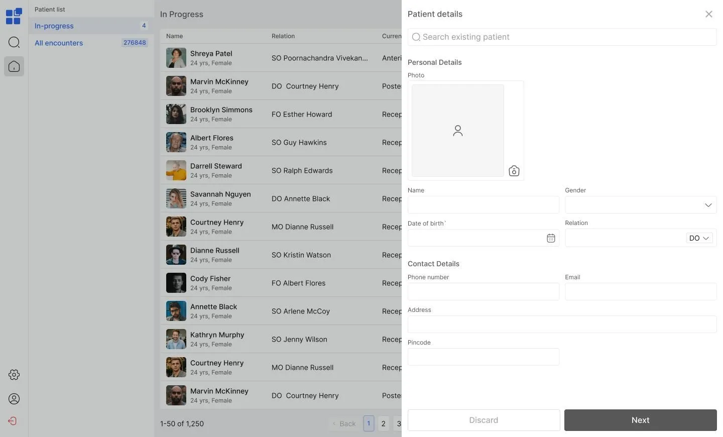 Patient details - Creating a new patient