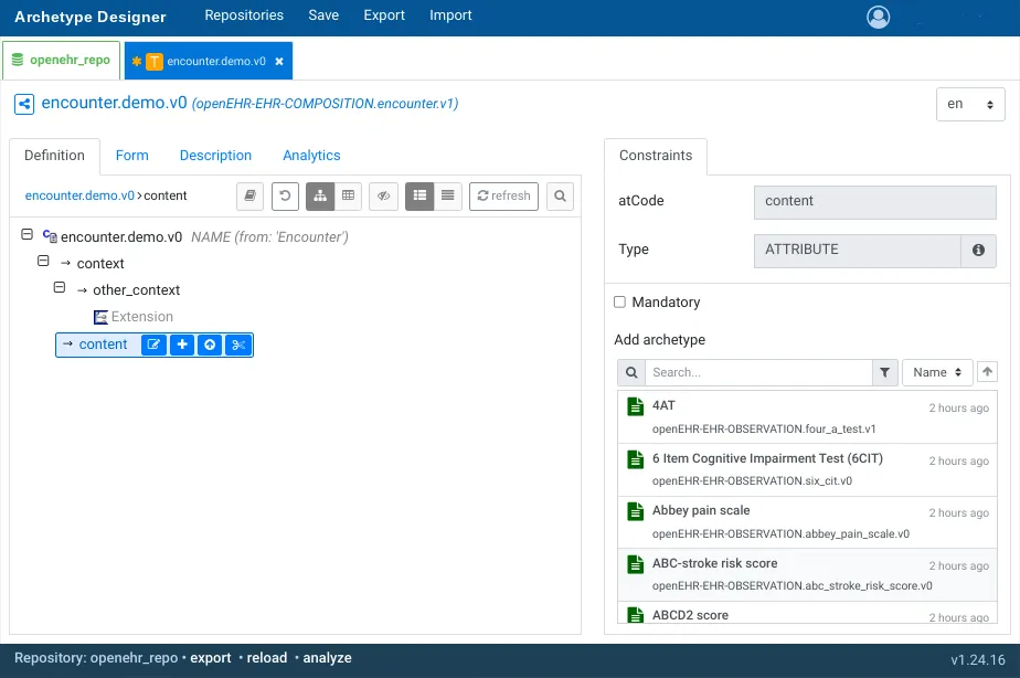 Adding archetypes to a template