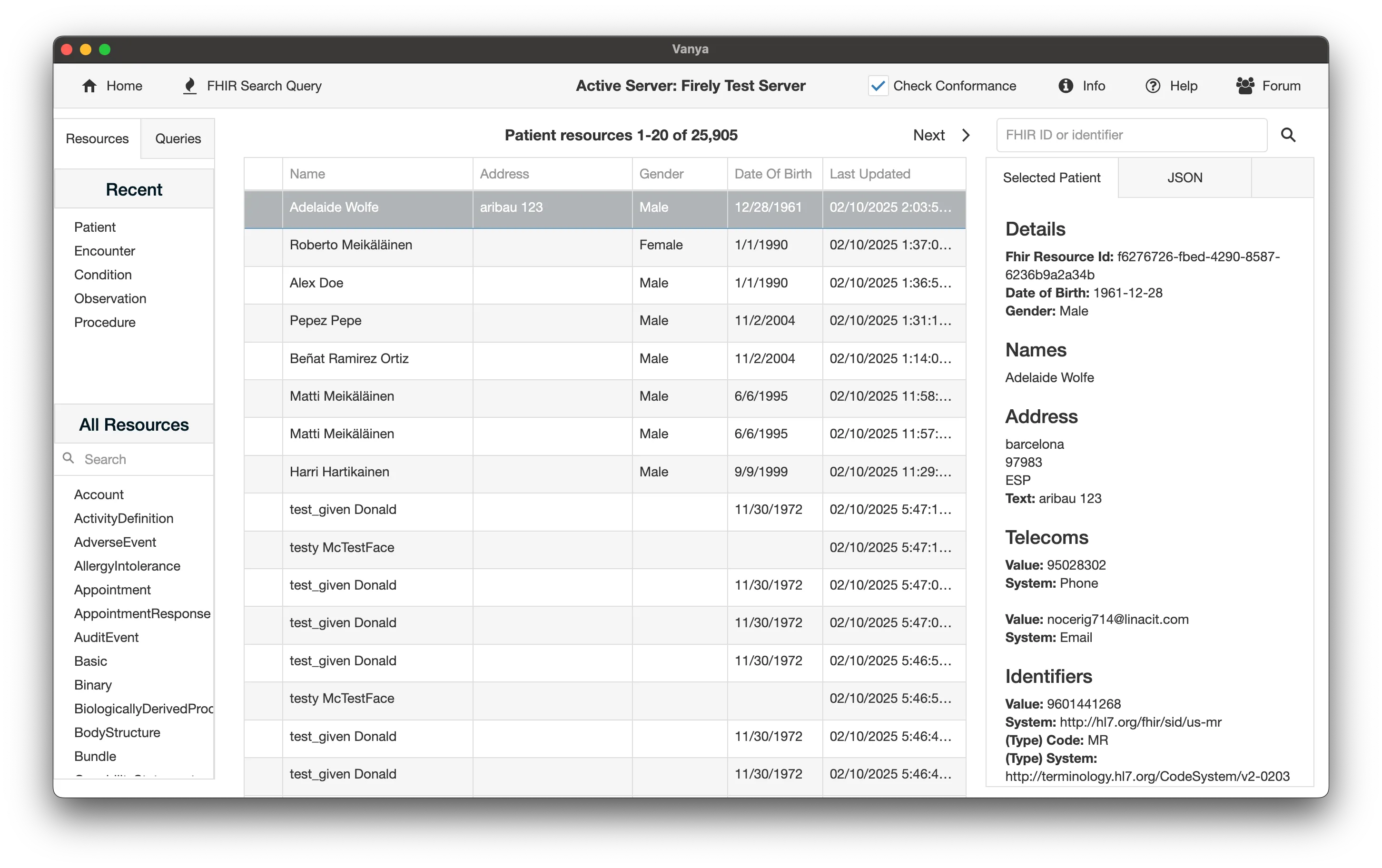 Patient resource on Vanya