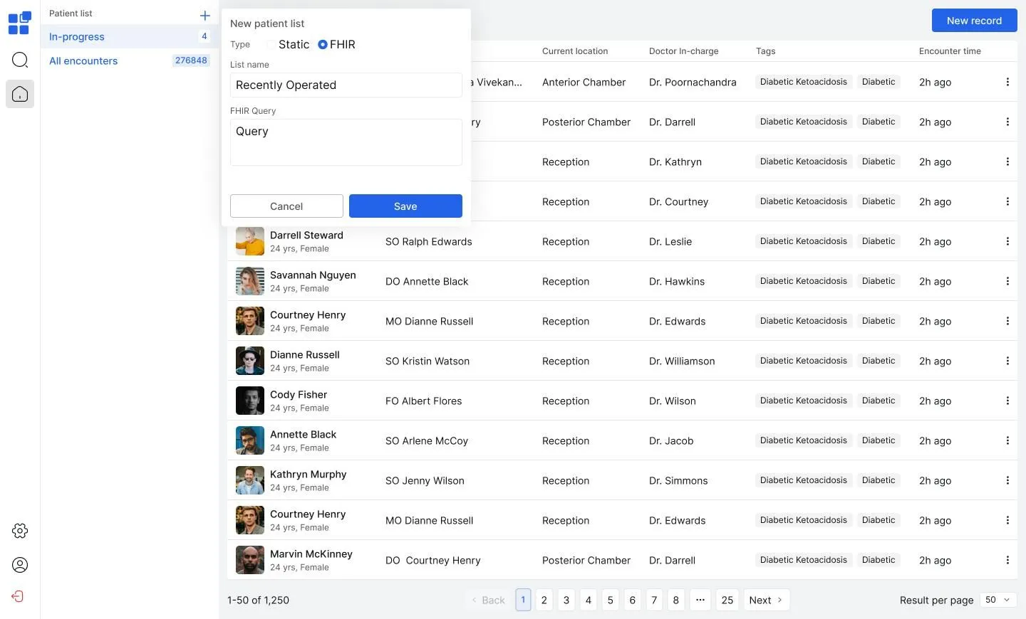 Creating new patient list