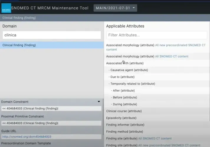 Exploring the MRCM using the SNOMED CT Browser
