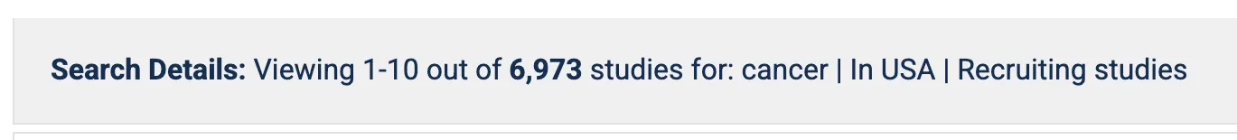 search results from clinicaltrials.gov for cancer in usa