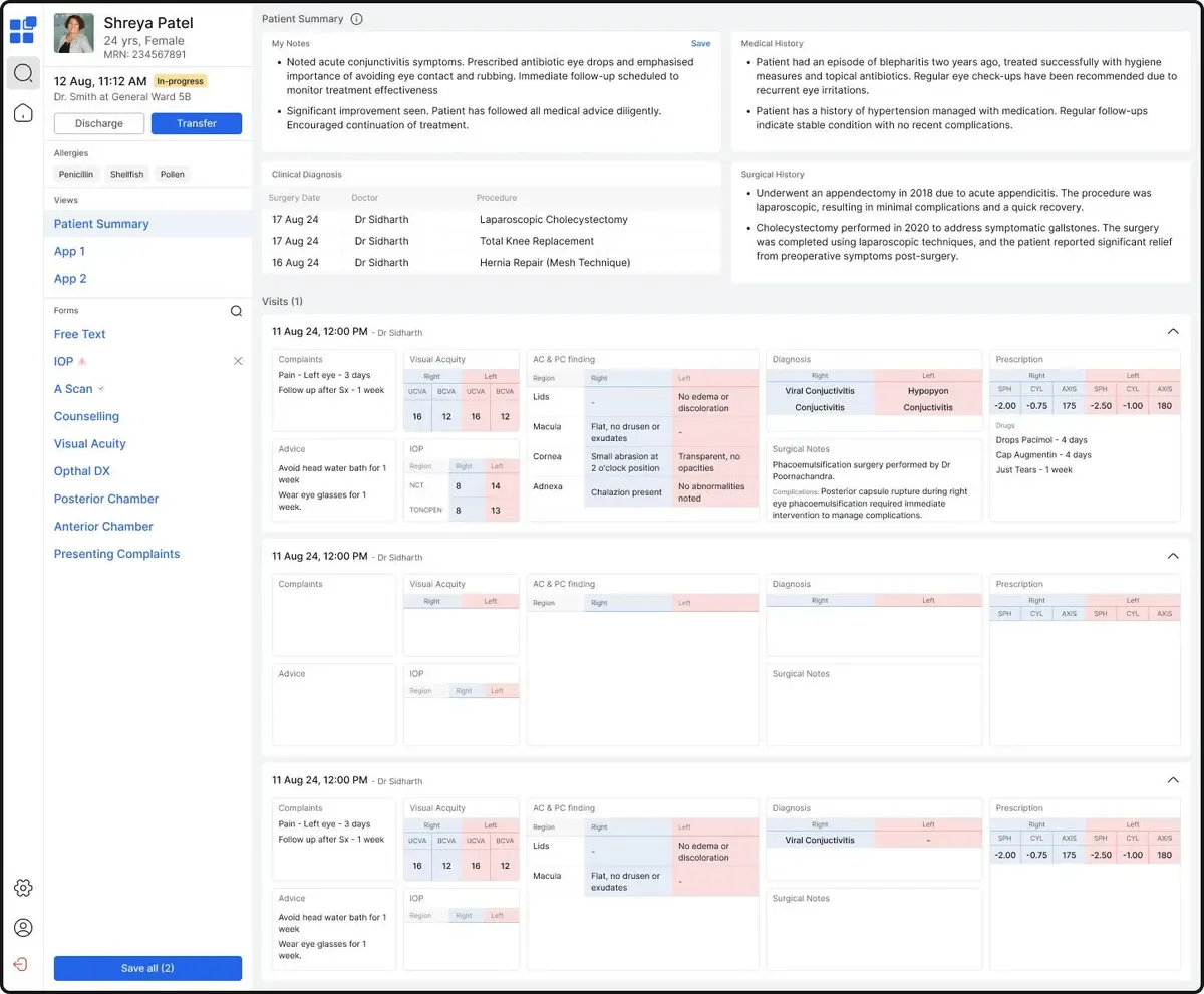 empty space in clinician view