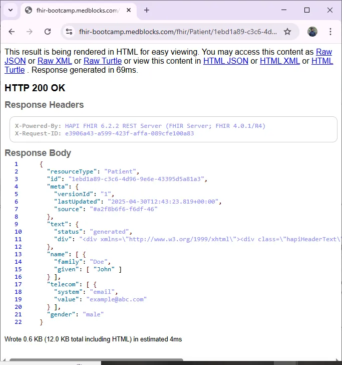 Image - create patient result on browser