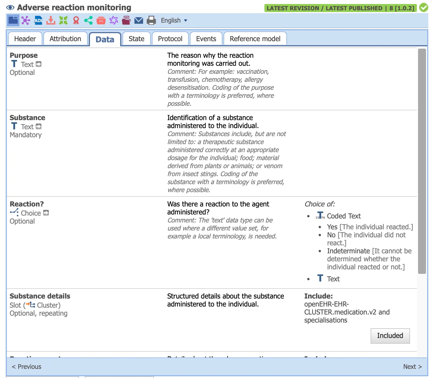 Tabbed view for archetypes