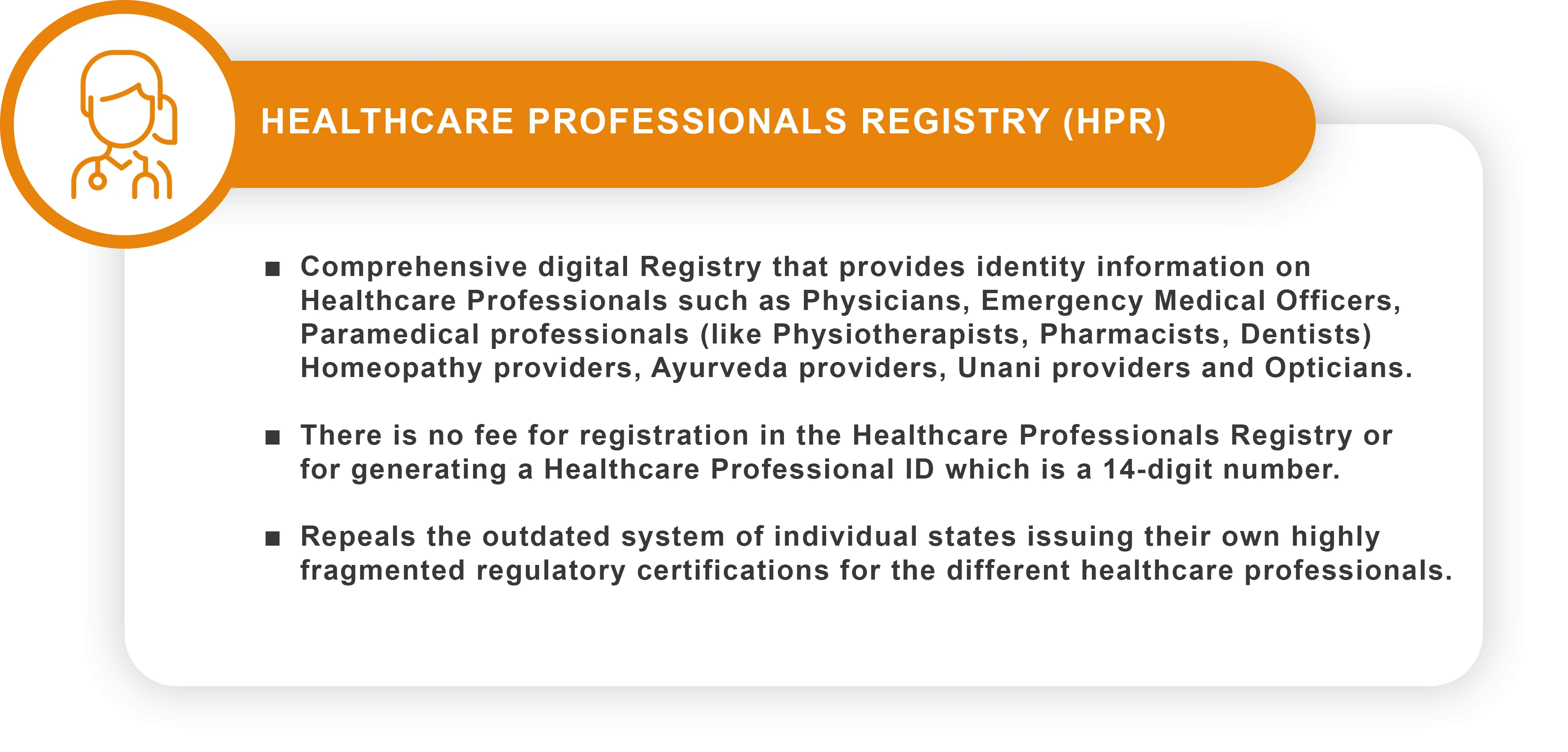 Healthcare professionals registry